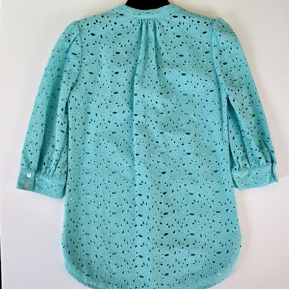 Annie Griffin Eyelet 100% Cotton Aqua Tunic - Picture 4 of 5